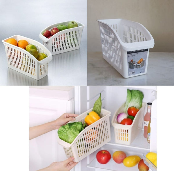 Fridge Organizer Basket ( Pack of 3 ) Space-Saving Drawer for Refrigerator , Perfect for Fruits, Vegetables & Kitchen Storage