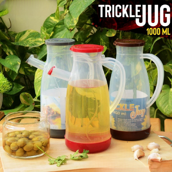 2 Sets Trickle Jug Oil Dispenser 1L (1000ml) – Plastic Kitchen Oil Bottle  & Storage Oil